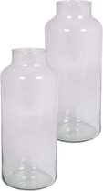 2x pots de lait en verre vases à fleurs col étroit 15 x 35 cm - Vases à fleurs en verre transparent