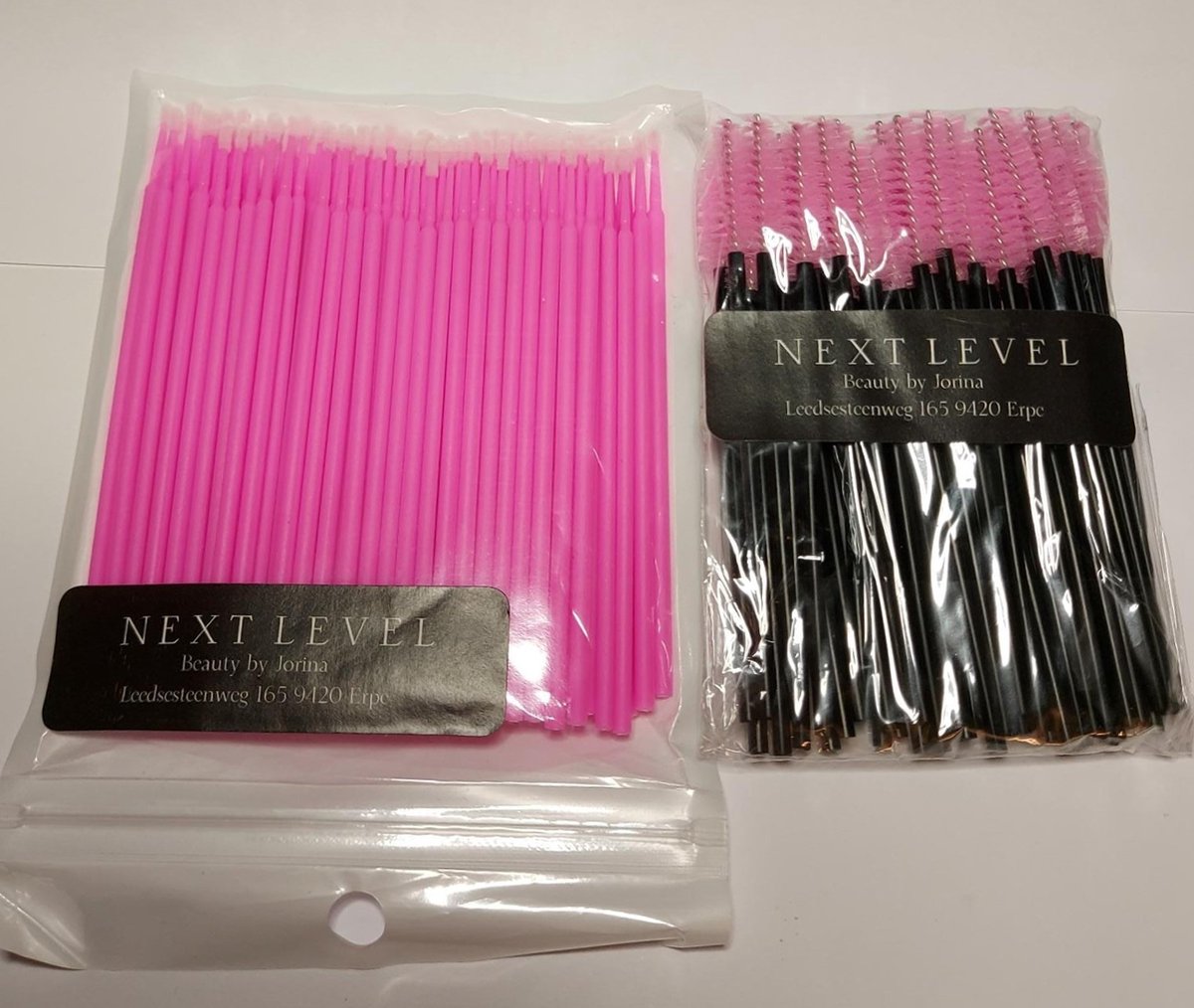 wimperextensions mascaraborstels wegwerp roze en micro borstel micro applicator microbrush