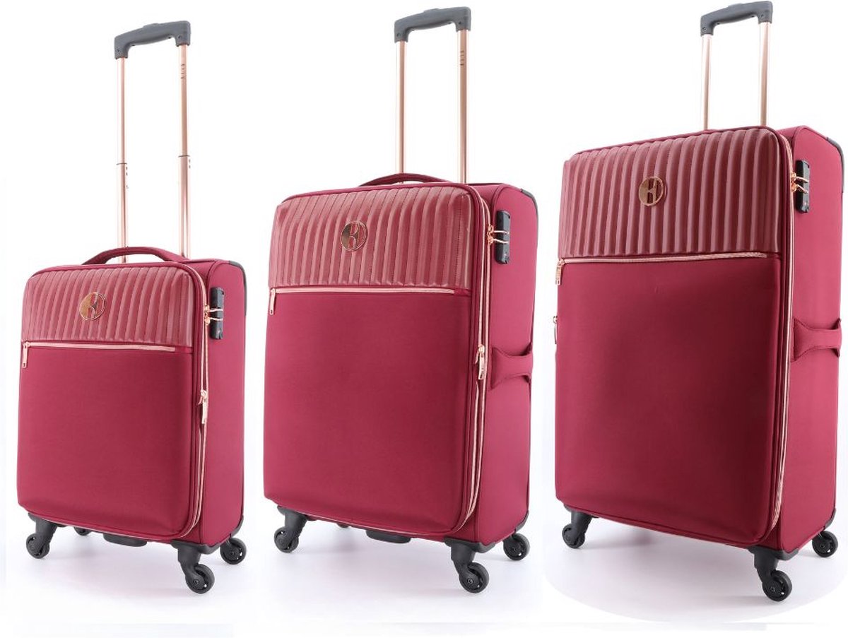 ELLE Giant - zachte bagage kofferset met wielen. Bourgogne