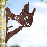 Décoration de jardin - Acier corten - Metalbird - Décoration d'arbre - Écureuil - Réaliste - 23x21 cm