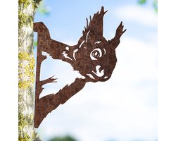 Metalbird Eekhoorn - Tuindecoratie buiten - Cortenstaal - 23x21cm - Lifestaal