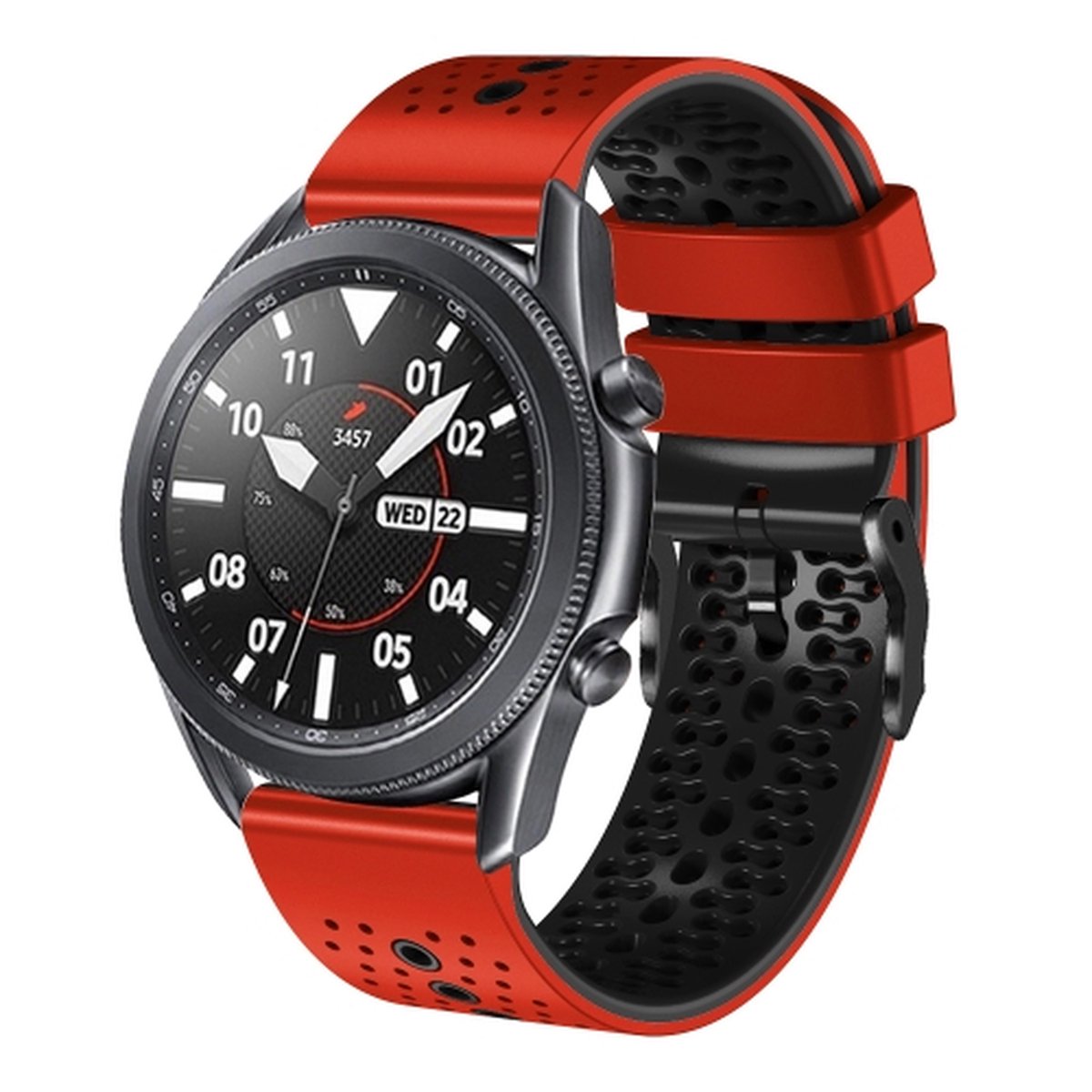 For Amazfit GTR 4 22mm Perforated Two-Color Silicone Watch Band(Red+Black)