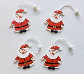 Kersthanger kerst hanger - 4 stuks kerstman van hout - wooden Santa claus - winterland