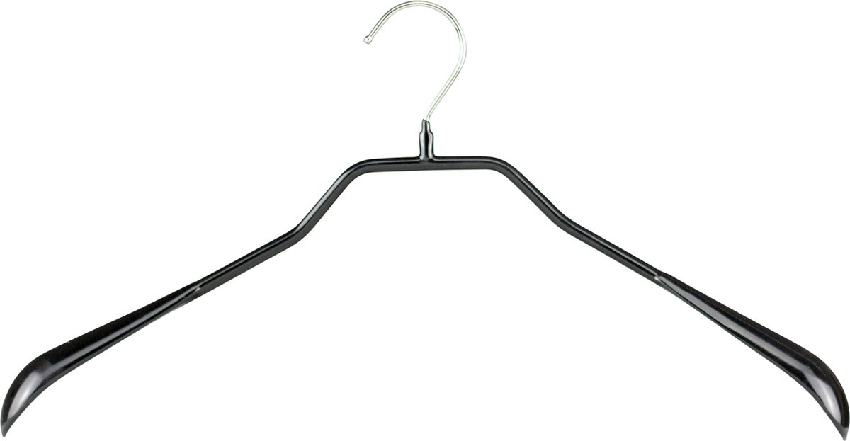 TopHangers [Set van 5] - Stevige metalen kledinghanger / garderobehanger met brede schouderkoppen voorzien van zwarte anti-slip coating | Geschikt voor zelfs de zwaarste jassen | Gecertificeerd als 'Eco friendly' en 'Skin friendly' | 'Mawa 46L'