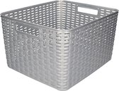 Plasticforte Opbergmand - Kastmand - rotan kunststof - zilver - 28 Liter - 34 x 40 x 23 cm