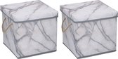 Lot de 5x boîtes de rangement / boîtes de rangement marbre 23 x 23 x 23 cm marbre 12 litres