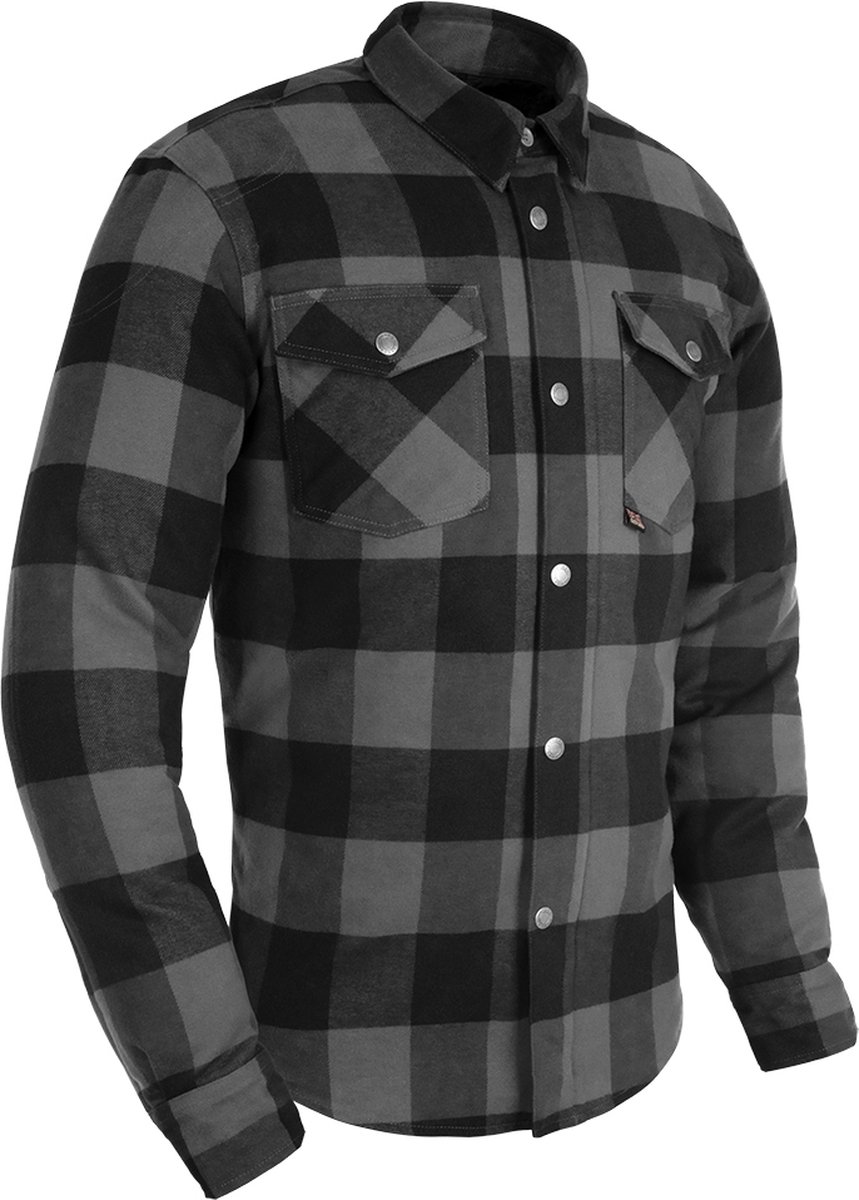 Grijs/Zwart Casual Lumberjack - Houthakkers shirt op de motor - Biker Overhemd - Chopper overhemd - met veilige CE-A-protectie XXL