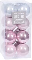 16 stuks Kerstballen Roze & Wit Ø5 cm