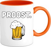 Proost - Bier kleding cadeau - bierpakket kado idee - grappige bierglazen drank feest teksten en zinnen - Mok - Oranje