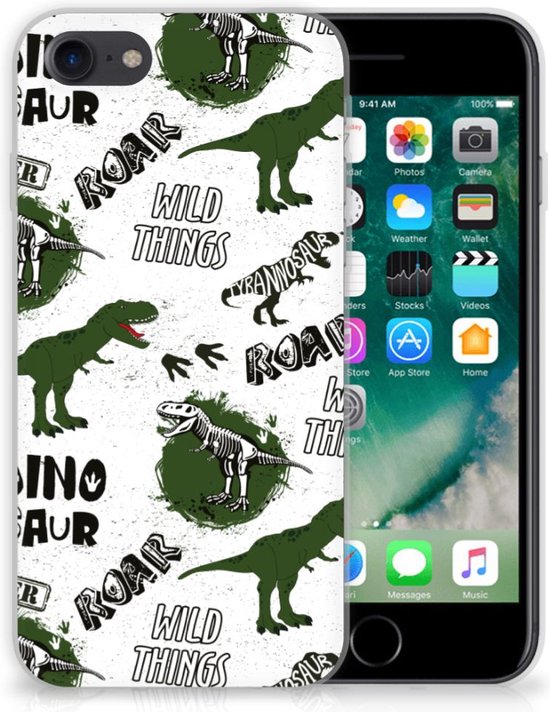 TPU Hoesje geschikt voor iPhone SE 2022 | SE 2020 | 8 | 7 Dinosaurus