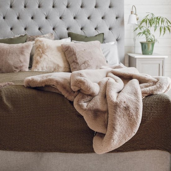 Fluffy Blanket Beige Zijdezacht Deken Imitatiebond Deken Warme