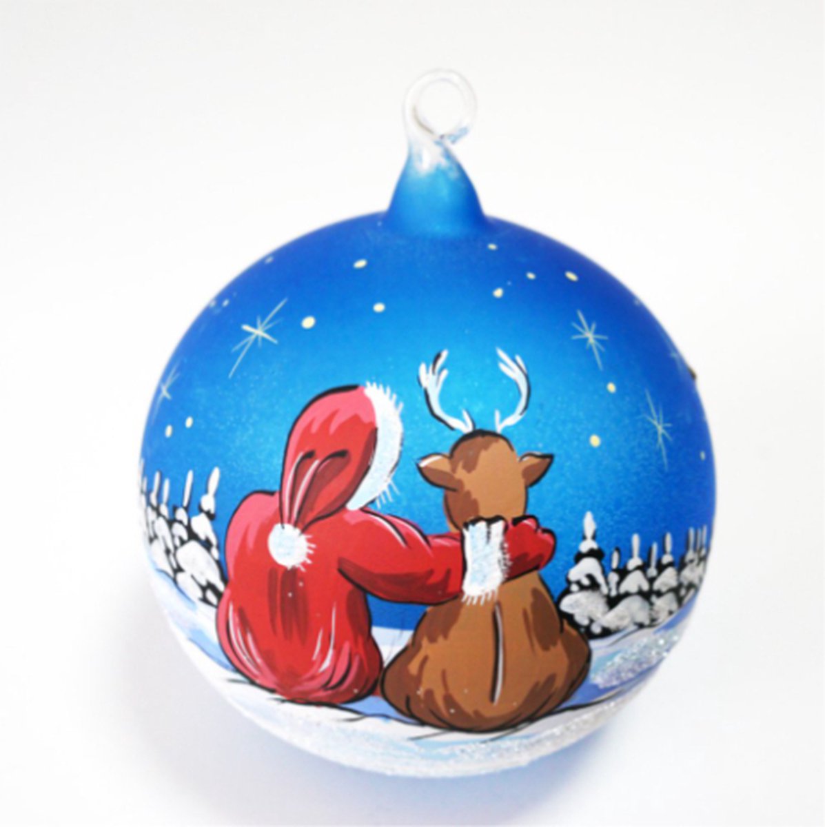 Mondgeblazen glazen kersthanger - sneeuwman met rendier - kerst - kerstbal