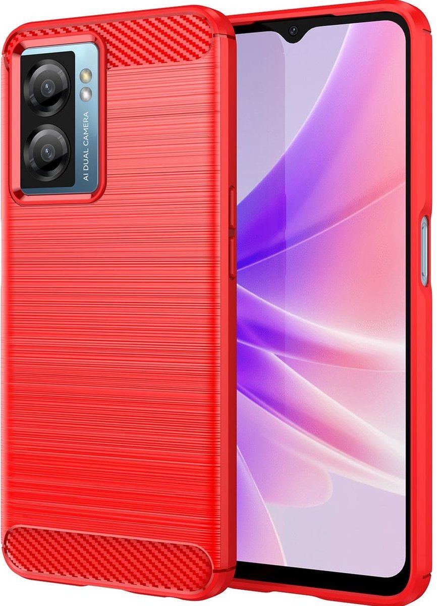 Mobigear Hoesje geschikt voor Realme Narzo 50 5G Telefoonhoesje Flexibel TPU | Mobigear Brushed Slim Backcover | Narzo 50 5G Case | Back Cover - Rood