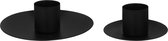 QUVIO Kandelaar Set van 2 - Kaarsenhouders - Kaarsenstandaard - Decoratieve Accessoires - Kandelaars Groot en Klein - Metaal - Zwart - 7 x 3 cm en 10 x 3 cm