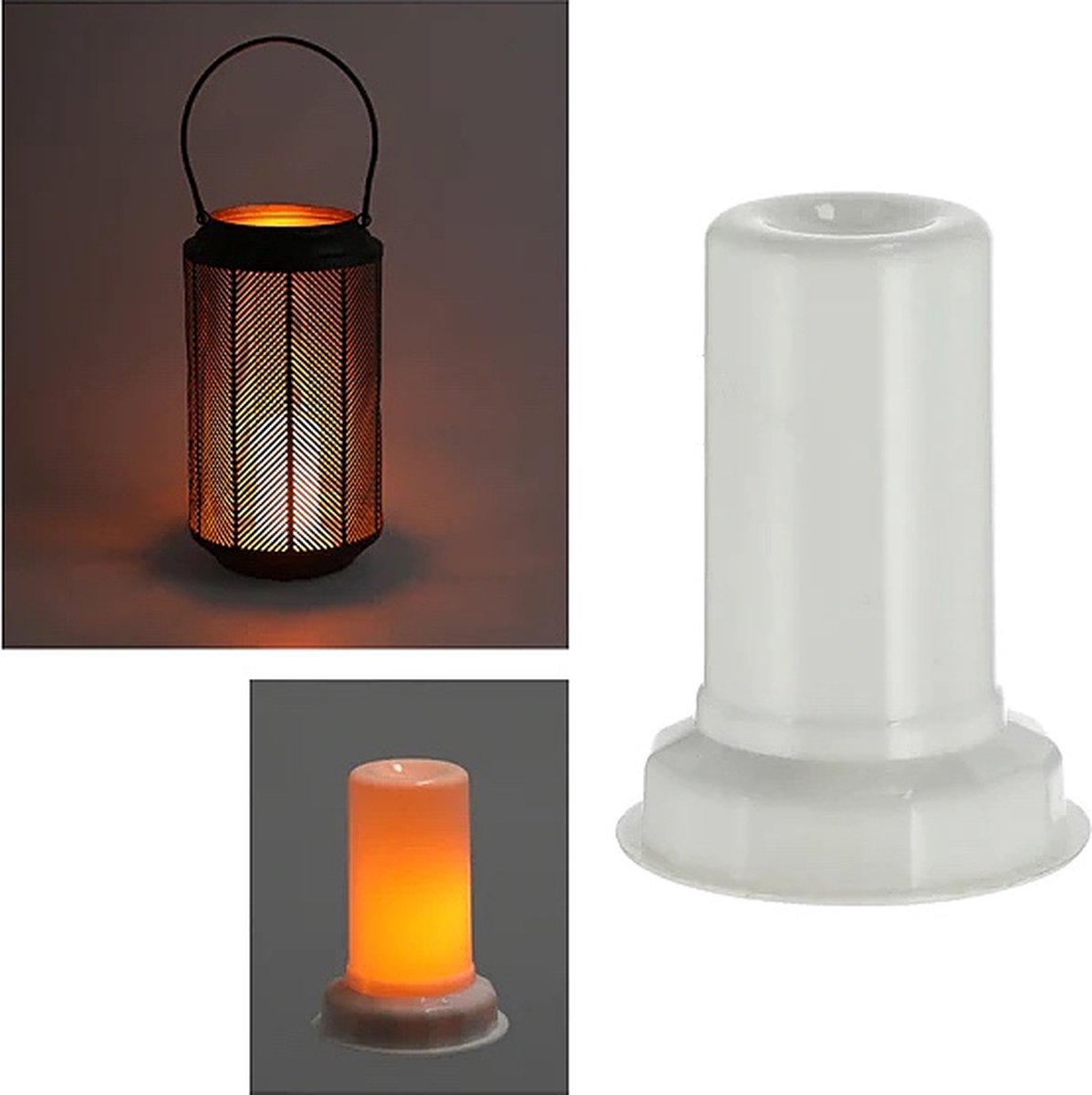 vlamlicht LED-kaars voor lantaarns 9x7,5 cm - Vlam lamp met timer - ca. 9x7,5cm - 3x AAA batterijen (niet inbegrepen) - ideaal voor het verlichten van lantaarns en lantaarns