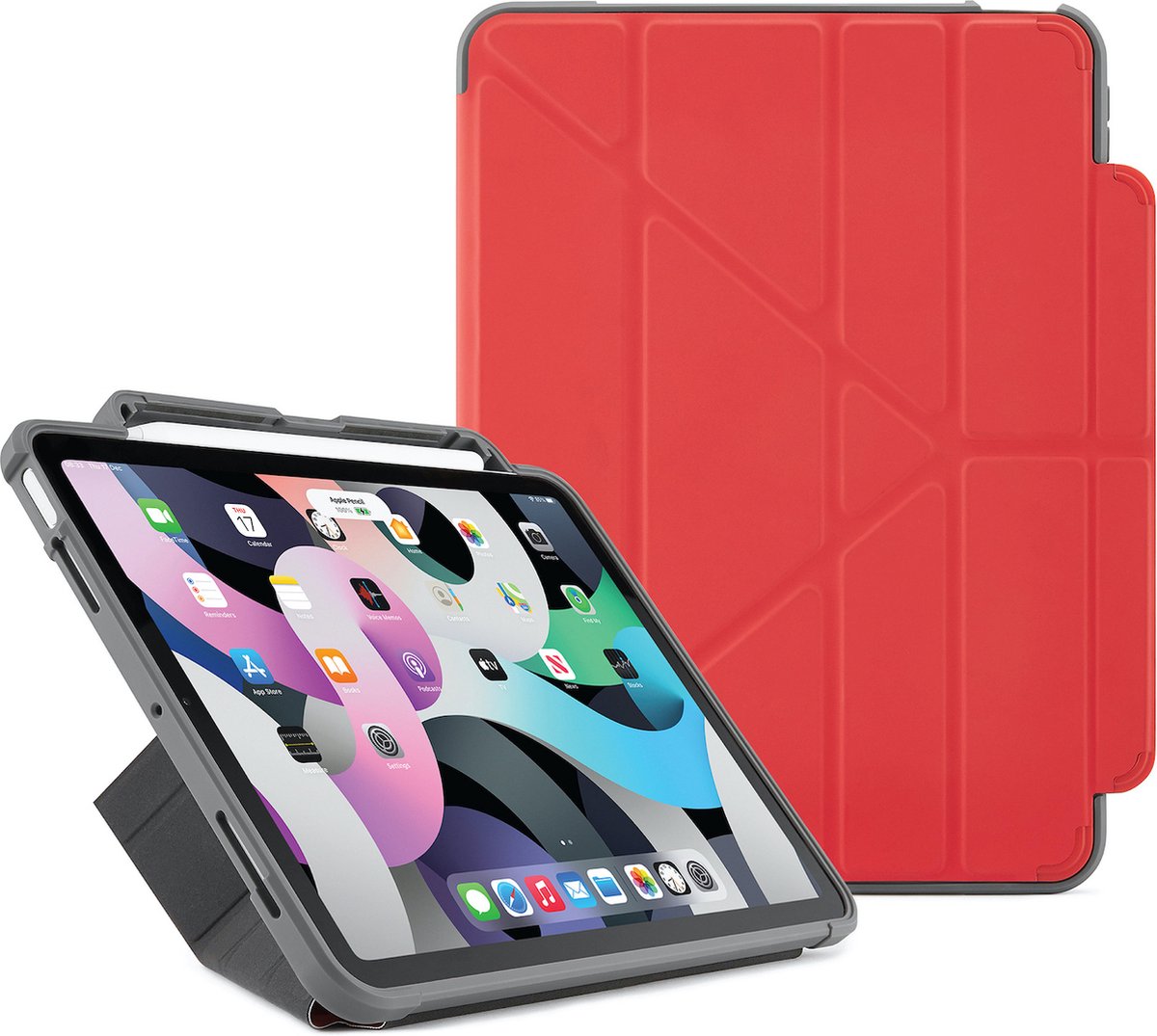 Pipetto Shield Pencil Origami iPad Air 2022 / 2020 10,9 hoesje Rood