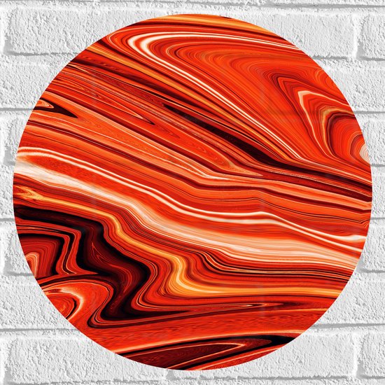 WallClassics - Muursticker Cirkel - Verschillende Tinen Oranjekleurige Verf - 50x50 cm Foto op Muursticker