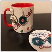 NB! Creative Boutique: Christmas Mug/Earrings/Coaster Set/Kerstmok/Oorbellen/Onderzetter Set