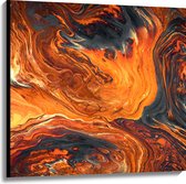 WallClassics - Canvas  - Oranje/Zwarte Verfmix - 100x100 cm Foto op Canvas Schilderij (Wanddecoratie op Canvas)