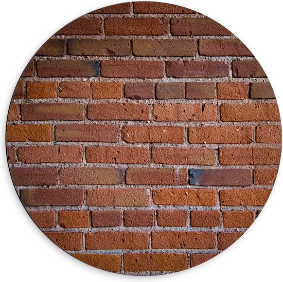 WallClassics - Dibond Muurcirkel - Stenen Muur Bruin - 60x60 cm Foto op Aluminium Muurcirkel (met ophangsysteem)