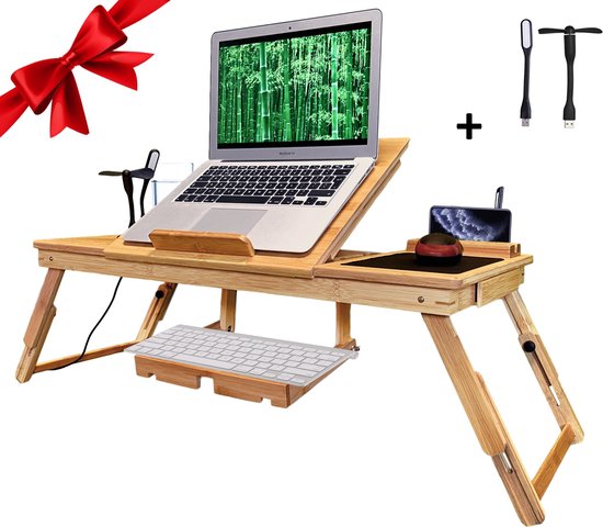 LuxerGoods™ Bedtafel - Laptoptafel - Bank tafeltje - Cadeautip - Laptop verhoger - Verstelbaar - Ontbijt op bed - Schoottafel - Laptophouder
