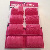 Trein cakevorm roze | Trein mallen siliconen | 8 holtes | bakken cakevorm Chocalaat schimmel trein ontwerp handgemaakte zeep mallen FM-PL6TRAIN