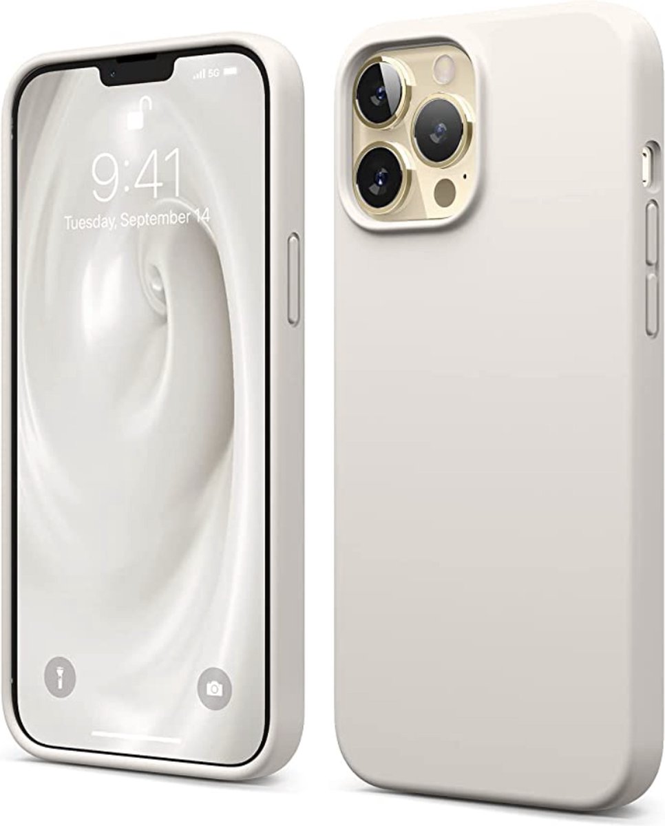 Innerlight® Siliconen Hoesje geschikt voor iPhone 14 PRO MAX - Creme Wit - Siliconen Backcover - iPhone hoesje - Siliconen iPhone Hoes