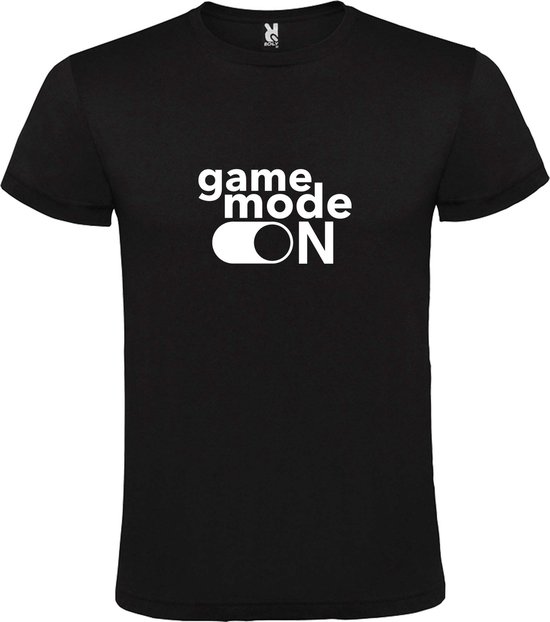 Zwart T-Shirt met “ Game Mode On “ afbeelding Wit Size XXL