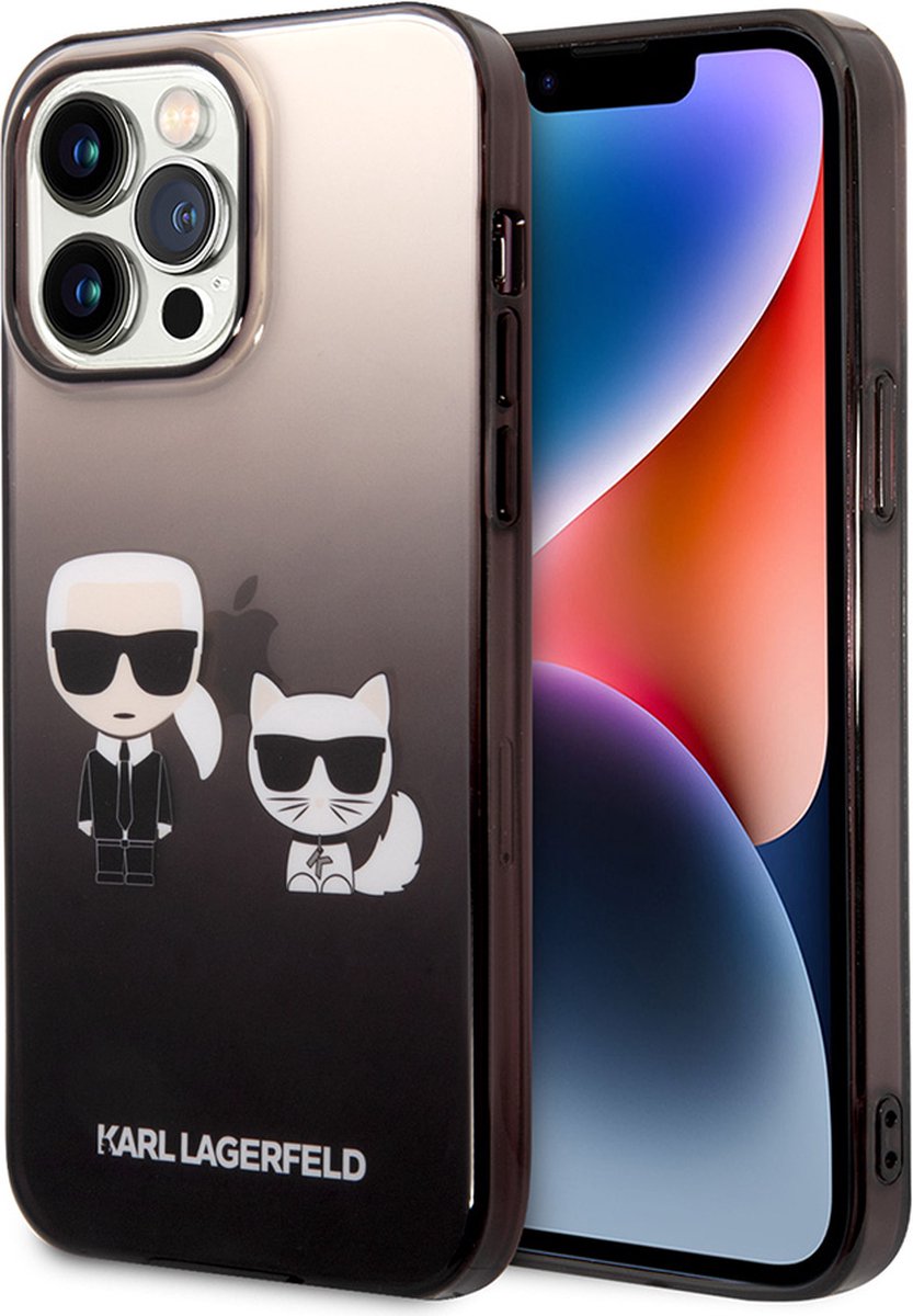 iPhone 14 Pro Max Backcase hoesje - Karl Lagerfeld - Effen Zwart - TPU (Zacht)