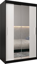InspireMe - Kledingkast met 2 schuifdeuren, Modern-stijl, Kledingkast met planken (BxHxD): 120x200x62 - TORM I 120 Zwart Mat + Wit Mat