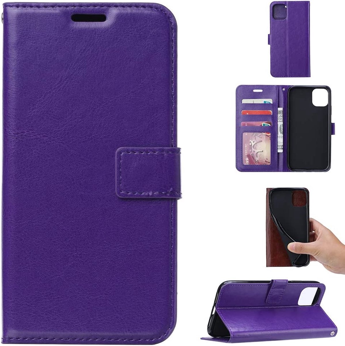 Portemonnee Book Case Hoesje Geschikt voor: iPhone 13 Pro Max - Paars