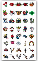 GlittersXL - Temporary Tattoo Icons (11x6cm) [Neptattoo - Tijdelijke tatoeage - Nep Fake Tattoos - Water overdraagbare festival sticker henna outfit tattoo - Glitter tattoo - Volwassenen Kinderen Jongen Meisje]