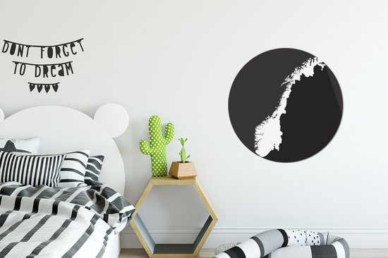 Illustration de la Norvège en noir et blanc Sticker mural cercle mural 50x50 cm / cercle papier peint / cercle mural / cercle vivant - autocollant & coupe ronde