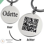 Titanium dierenpenning met QR code met naam - Hondenpenning inclusief graveren 35 mm zilver