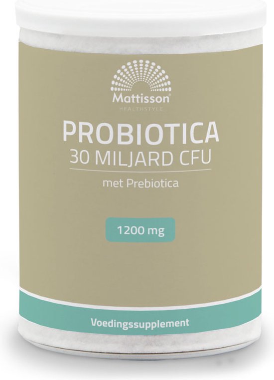 Mattisson - Pre en Probiotica 30 miljard CFU - Afkomstig uit Sunfiber (Guarboonvezel) - Voedingssupplement Darmflora - Vegan - 125 Gram