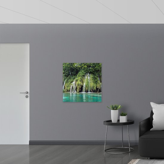 WallClassics - Panneau en mousse PVC - Cascade entre les Plantes - Photo 80x80 cm sur panneau en mousse PVC (avec système d'accrochage)