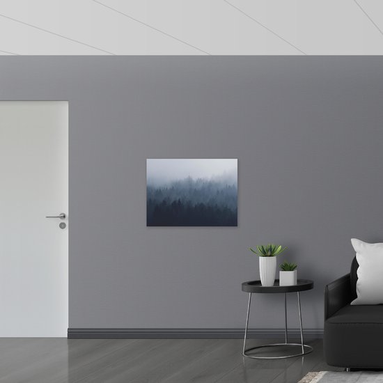 WallClassics - Poster Glossy - Forêt dans la Brume - 80x60 cm Photo sur Papier Poster avec Finition Brillante