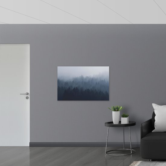 WallClassics - Dibond - Forêt dans la brume - 105x70 cm Photo sur aluminium (Décoration murale en métal)