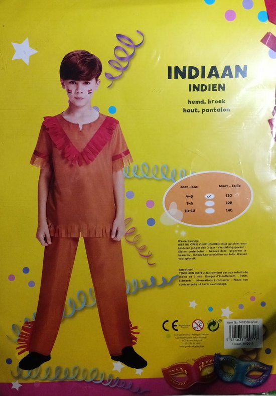 INDIAAN - Verkleed pak - Jongens - Maat 110 ( 4-6 jaar )