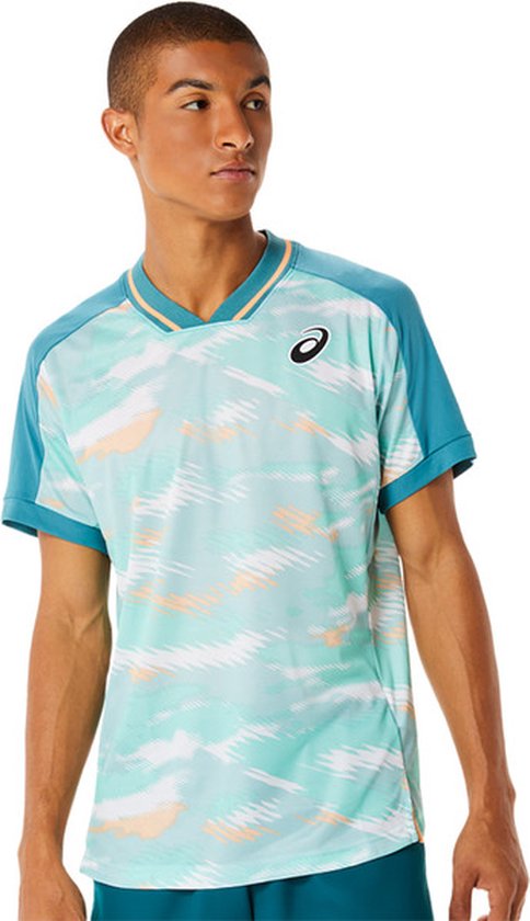 Asics T-Shirt Match Graphic Short Sleeve Top Heren Blauw Wit