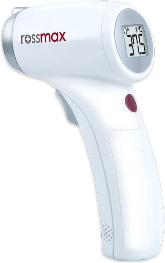 Rossmax HC700 BT - Thermomètre Corporel - Front - Thermomètre Fièvre pour Bébés, Enfants et Adultes - Température Object - Testé Cliniquement - Sans Contact - Bluetooth - Application Smartphone - Mémoire - Ecran LCD Rétroéclairé - Mesure dans le Noir