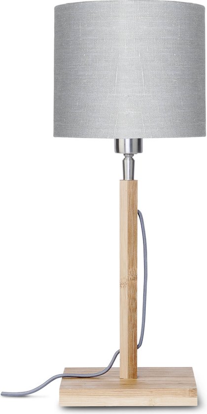 GOOD&MOJO Tafellamp Fuji - Lichtgrijs/Bamboe - Ø18cm - Scandinavisch,Bohemian