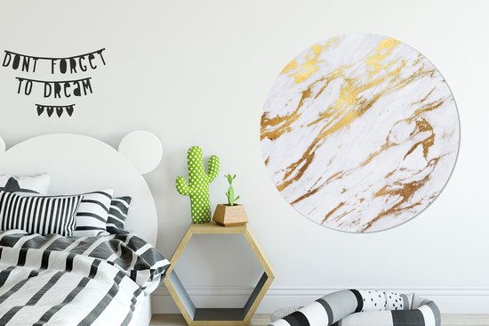 Wallpaper Circle - Marbre - Wit - Or - Luxe - ⌀ 140 cm - Wall Circle - Auto-adhésif - Round Wallpaper Sticker