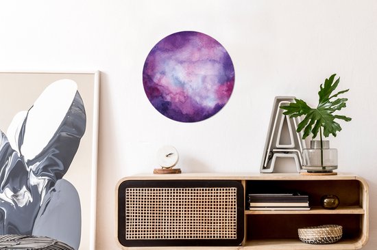 Illustration aquarelle violette et bleue Sticker mural cercle mural - ⌀ 30 cm - peinture ronde - cercle papier peint - cercle mural - cercle vivant - autocollant & découpe ronde
