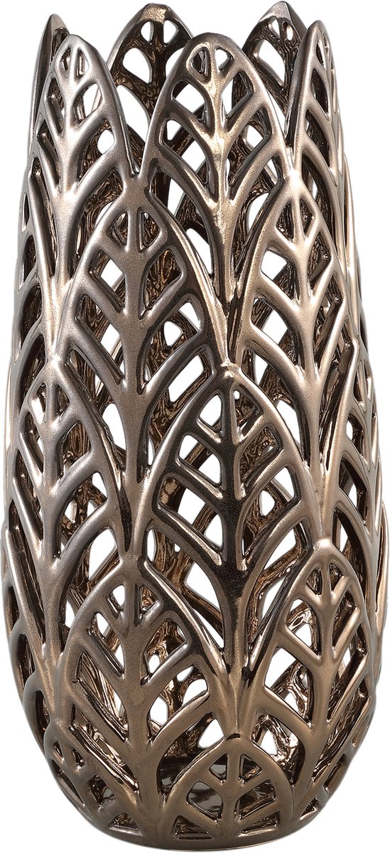PTMD COLLECTION PTMD keramiek windlicht bronze goud 45 cm hoog - PTMD ceramic stormlight bronze Brons