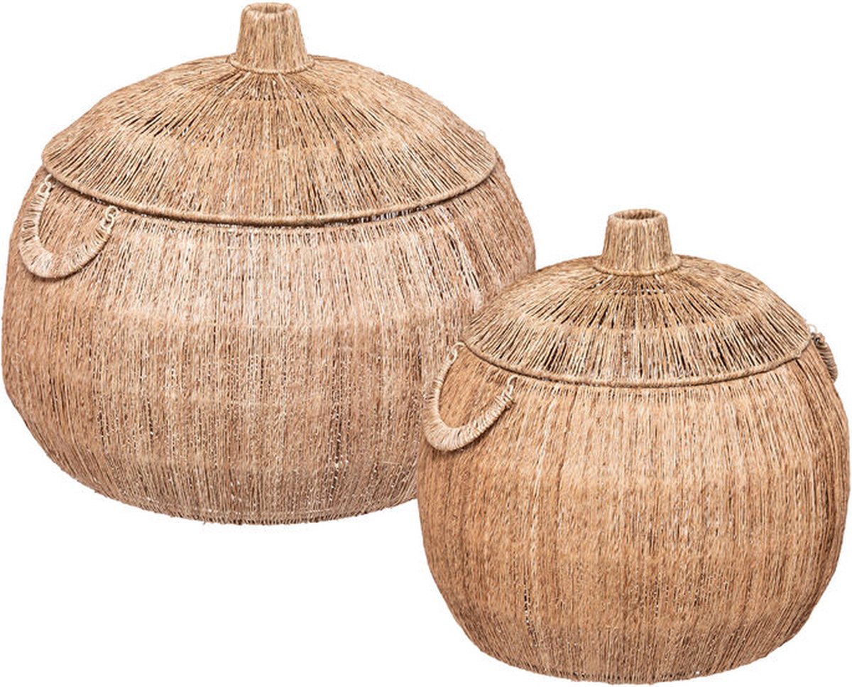 Natuurlijke manden 2x Balaya 44 x 43 en 54 x 46 cm jute natuurlijk