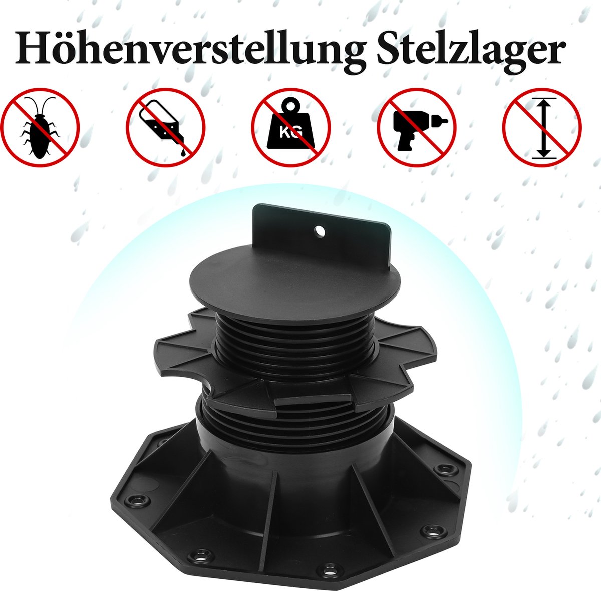 Stellagers, in hoogte verstelbaar, 100 stuks, stelvoet, 18-30 mm