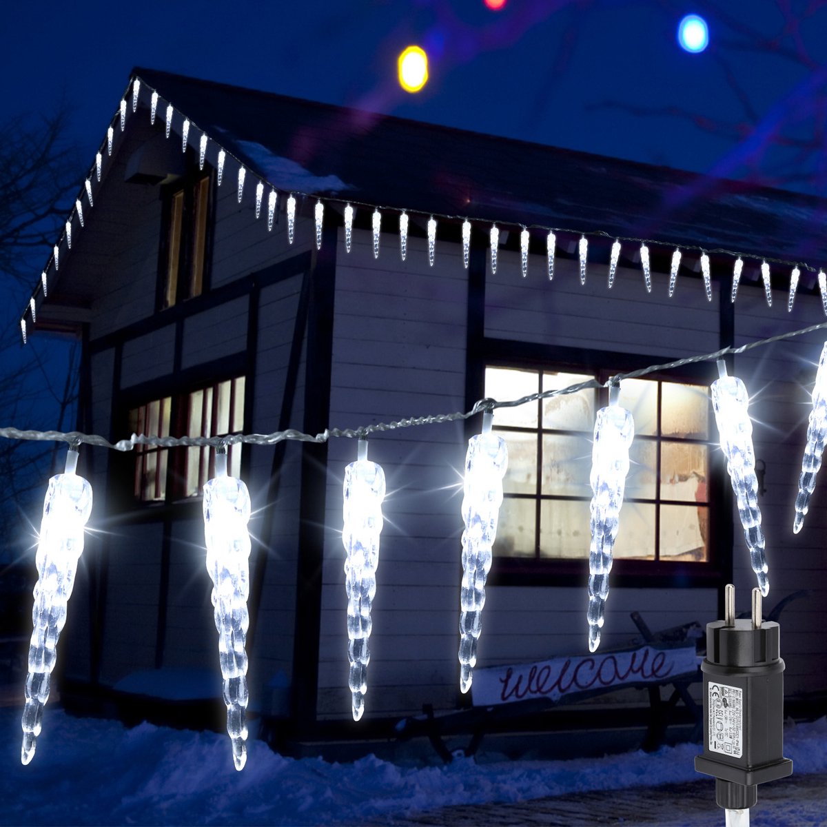 5m LED gordijn ledijspegels kerstversiering ijsregen transparante kerstverlichting,...