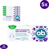 o.b. ExtraProtect Super Plus, tampons voor zeer zware menstruatiedagen, 5 x 16 stuks