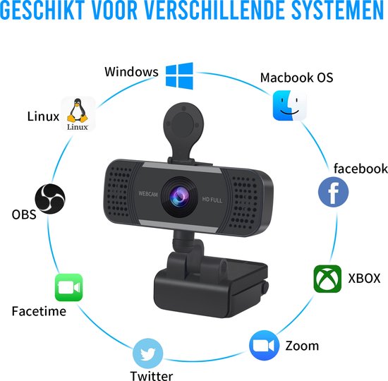 ARRK Webcam - HD Pro Webcam - Ingebouwde Microfoon - Inclusief Webcam Cover -  Voor Pc